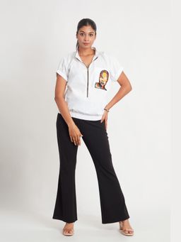 Richaa Goenka - White Bomber Embroidered Top