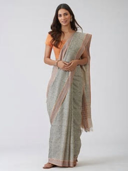 Fabindia - Tussar Cotton Hand Block Print Sari