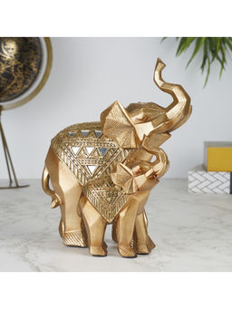 HomeTown - Miraya Polyresin Figures And Sculptures-2 In Gold Colour