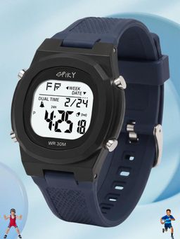 Spiky - Boys Navy Blue Solid/Plain Multifunction Digital Watch