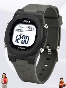 Spiky - Unisex Grey Solid/Plain Multifunction Digital Watch