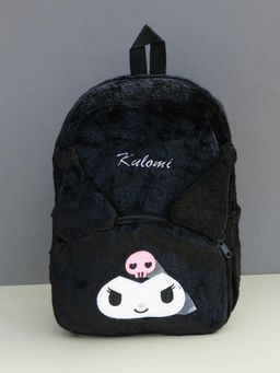 DukieKooky - Girls Black Embroidered Backpack