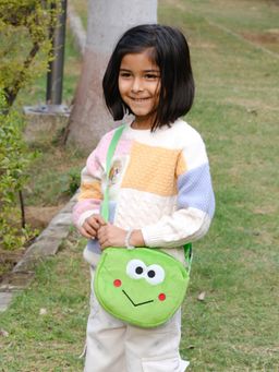 DukieKooky - Girls Green Embroidered Sling Bag