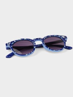 DukieKooky - Unisex Navy Blue Printed Uv Coating Sunglass