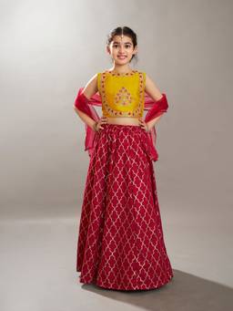 BITIYA BY BHAMA - Multicolor Embroidered Design Lehenga with Choli and Dupatta