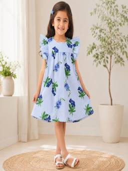Pankhuri by Priyanka - Blue Floral Printed Dress