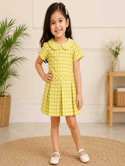 Pankhuri by Priyanka - Lime Check Collared British Dress