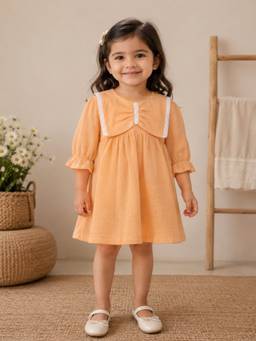 Pankhuri by Priyanka - Peach Gauge Muslin Dress