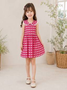 Pankhuri by Priyanka - Red Checks Cotton Dress