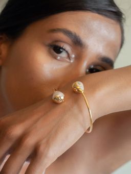 Dhwani Bansal - Riva Bracelet With Gold Dipped Baroque Pearls On Adjustable Band Is Classic Statement