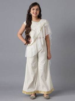 Aurelia - White Top And Flared Palazzo Girls (Set of 3)