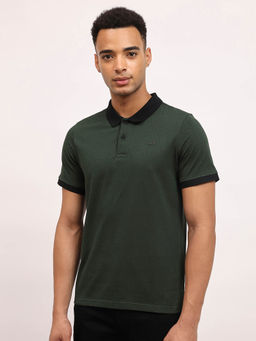 Lee - Men Black Geometric Printed Slim Fit Polo T-Shirt