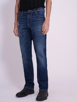 Selected - Men Solid Straight Fit Dark Blue Jeans