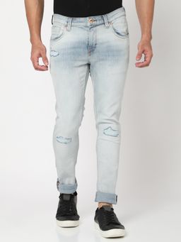Spykar - Light Blue Cotton Slim Fit Narrow Length Jeans for Men (Skinny)