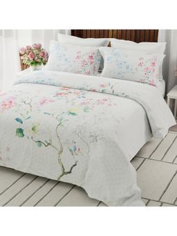 Boutique Living - Gardenia Augusta White Floral Super King Bedsheet with 2 Pillow Covers