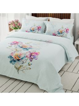 Boutique Living - Gardenia Augusta Blue Floral Super King Bedsheet with 2 Pillow Covers