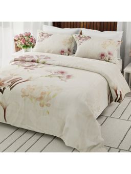 Boutique Living - Gardenia Augusta Cream Floral Super King Bedsheet with 2 Pillow Covers