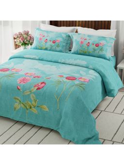 Boutique Living - Gardenia Augusta Blue Floral Super King Bedsheet with 2 Pillow Covers