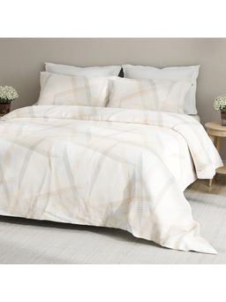 Boutique Living - Embrace 100% Cotton 152 Tc Beige Stripes King Bedsheet with 2 Pillow Covers