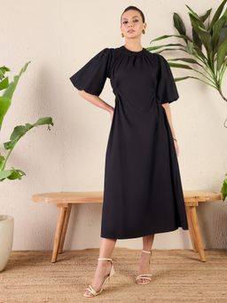 Uptownie - Black Two Sides Cutout Cotton Poplin Dress