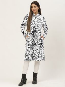 APSLEY - White & Black Animal Print Overcoat
