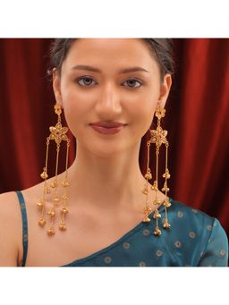 Voylla - Pink Kashmiri Royal Roshni Long Ghungroo Earrings