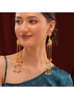 Voylla - Grey Kashmiri Royal Mehr Long Ghungroo Earrings