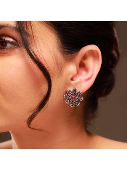 Voylla - Red Phulwari Pushpatarang Oxidised Stud Earrings