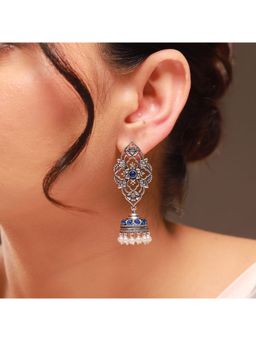 Voylla - Blue Phulwari Kamalmitra Oxidised Jhumka Earrings