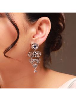 Voylla - Blue Phulwari Manjarita Royale Oxidised Dangle Earrings