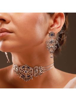 Voylla - Blue Phulwari Vanavelle Oxidised Jewellery Set
