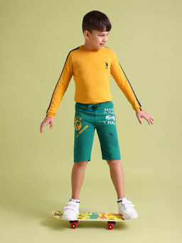 U.S. POLO ASSN. - Boys Green Mid Rise Printed Shorts