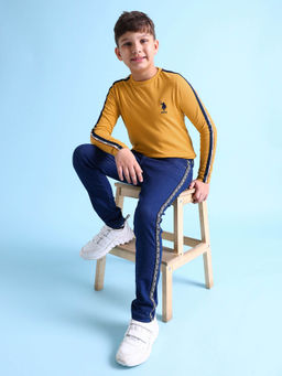 U.S. POLO ASSN. - Boys Mustard Cotton Brand Tape Logo T-Shirt