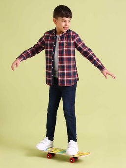 U.S. POLO ASSN. - Boys Red Spread Collar Check Shirt