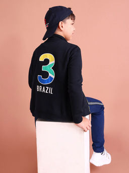 U.S. POLO ASSN. - Boys Navy Hooded Full Zip Appliqued Sweatshirt