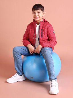 U.S. POLO ASSN. - Boys Red Detachable Hood Solid Padded Jacket