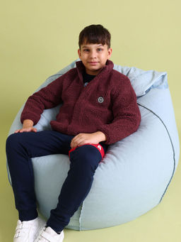 U.S. POLO ASSN. - Boys Red Self Design Sherpa Knit Jacket