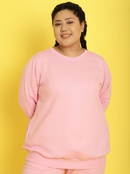 theRebelinme - Plus Size Women's Light Pink Color Knitted Winter Sweatshirt