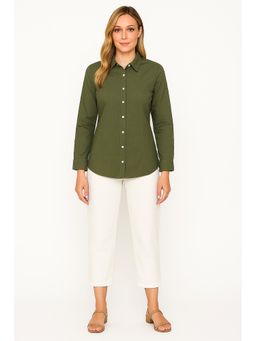 HOUSE OF S - Women’s Olive Green Formal Shirt