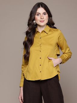 Label Ritu Kumar - Collar Neck Full Sleeves Solid Shirt