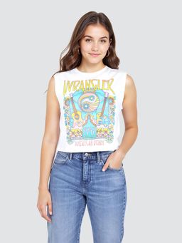 Wrangler - Women Graphic Printed White Crew Neck T-Shirt