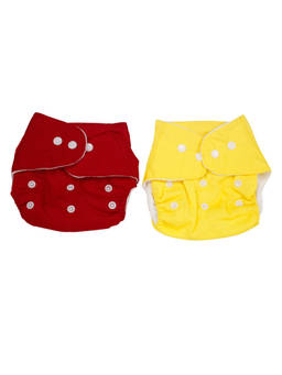 Baby Moo - Plain Orange And Green Reusable 2 Pk Diaper