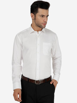 JadeBlue - Men Cotton Solid White Regular Fit Full Sleeve Formal Shirt