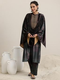 Libas - Brown Printed Kurta with Pant and Dupatta