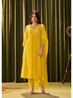 Autumnlane - Albeli Tuscany Premium Full Work Kurta and Pant with Dupatta - Yellow