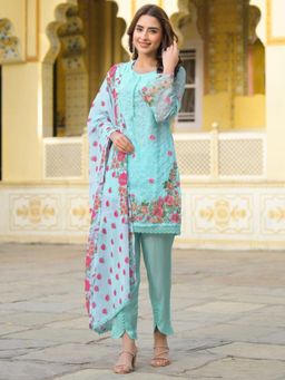 Autumnlane - Sanmati Aqua Kurti and Pant with Dupatta