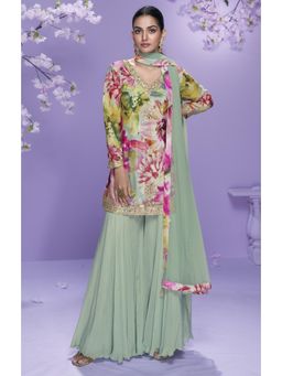 Autumnlane - Tarkash Sage Kurti and Sharara with Dupatta
