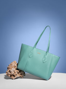 KLEIO - Vegan Leather Zipper Tote Handbag With Laptop Compatment14" Sleek for Women - Green