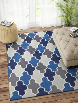 IMPERIAL KNOTS - Blue Moroccan Hand Woven Dhurrie