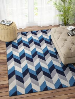 IMPERIAL KNOTS - Multi-Color Blue Kilim Hand Woven Dhurrie (4 x 6 feet)